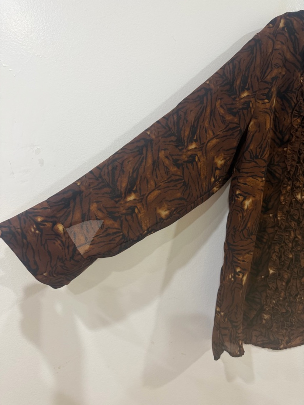 Brown Ruffled Button-Front Blouse - Picture 6 of 10
